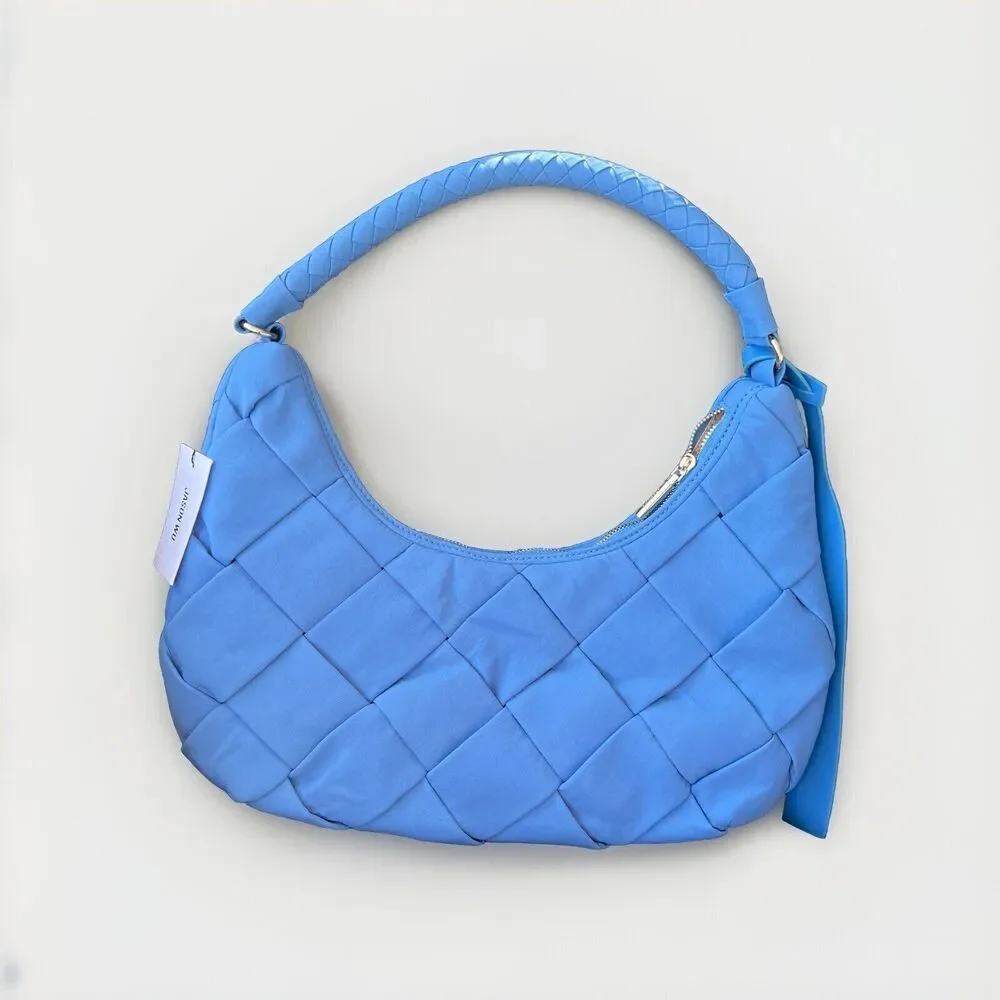Jason‎ Wu Nylon Woven Hobo Shoulder Bag Vista Blue Half Moon Unique NWT $138